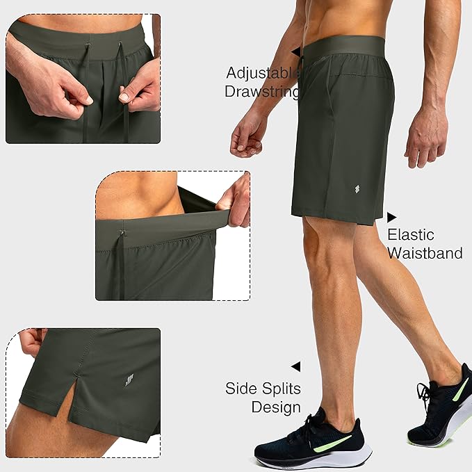 Men's Running Shorts with Zipper Pockets 9 Inch/ 7 Inch / 5 Inch Lightweight Quick Dry Gym Workout