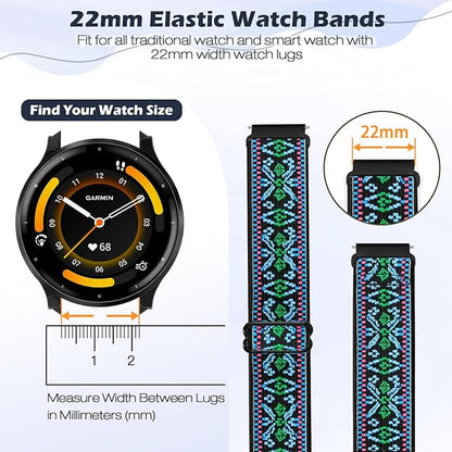 2 Pack Elastic Ankle/Arm Watch Bands Compatible with Garmin Venu 3/Venu 2/Vivoactive 4, Garmin