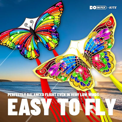 Butterflys for Kids, Beautiful Kite Easy to Fly for Beginners with 328 ft Line & Line Winder, Easy