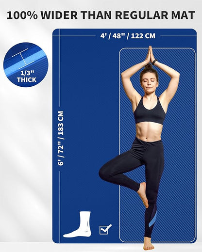 CAMBIVO Large Yoga Mat (6'x 4'), Extra Wide Workout Mat for Men and Women, Yoga Mat Thick 1/3 &1/4