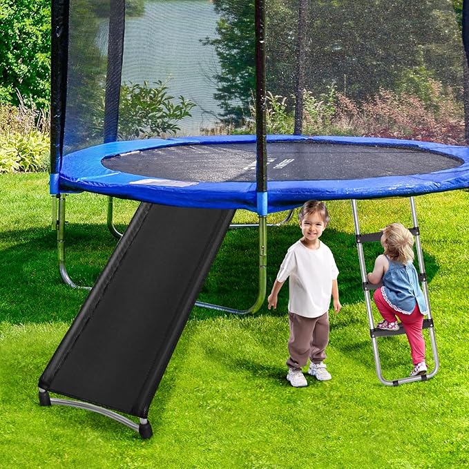 Universal Trampoline Ladder Slide kit, 3 Steps Wide Step Slide Ladder for Trampoline, Trampoline