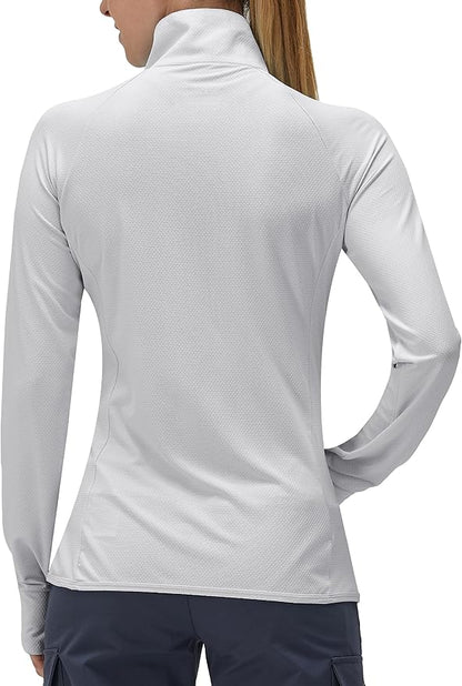 Women's UPF 50+ UV Sun Protection Clothing Long Sleeve Athletic Hiking Shirts Lightweight SPF Zip