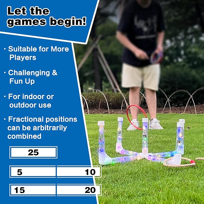 MOLACHI Ring Toss Games for Adults and Kids,Yard Games,Outdoor Indoor Games with LDE Light,Easy to
