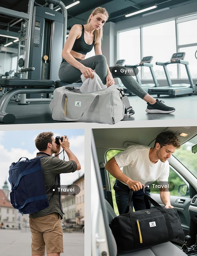 SKYSPER Gym Bag Men Women - 40L Sports Bag Duffle Backpack with Shoe Compartment Wet Pocket for
