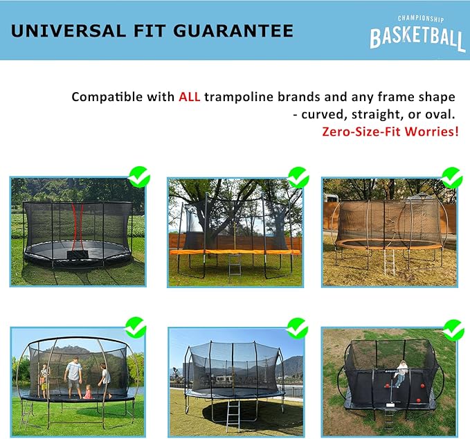 Trampoline Basketball Hoop Attachment, with 3 Mini Balls and Air Pump, Fits All Trampoline Models