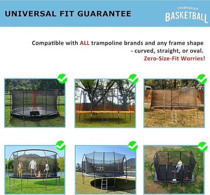Trampoline Basketball Hoop Attachment, with 3 Mini Balls and Air Pump, Fits All Trampoline Models
