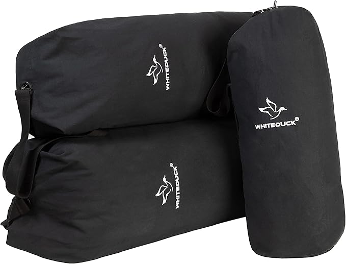 WHITEDUCK Top Load Canvas Folding Duffel Bag, Water Resistant Army Style Shoulder Bag for Men and