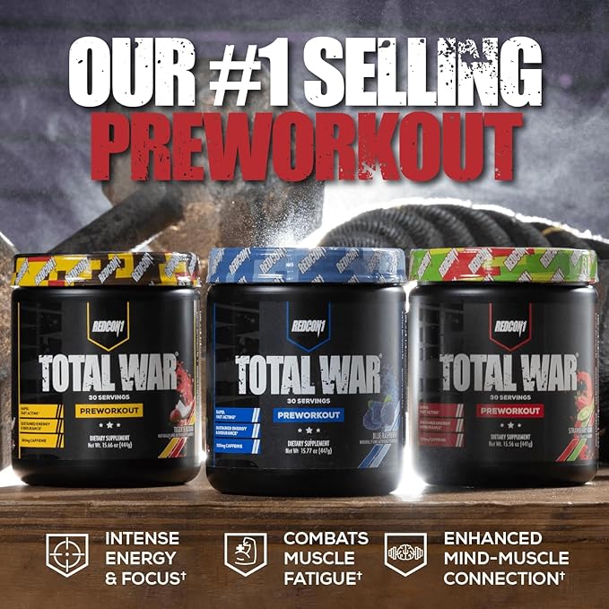 REDCON1 Total War Pre Workout, Orange Crush - Contains 320mg of Caffeine from Green Tea, Juniper &