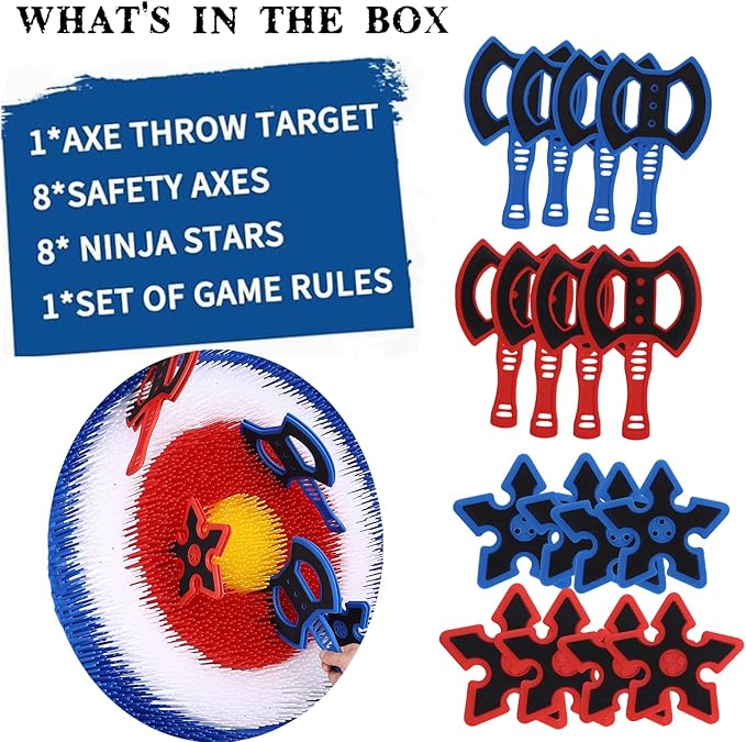 Axe Throwing Bristle Target with 8 Throwing Axes Set,Axe Throwing Game for Backyard, Indoor