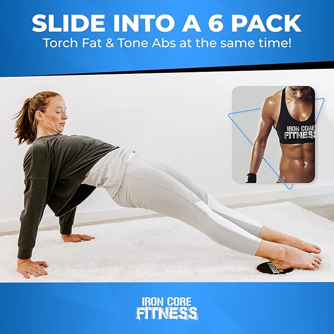 Core Sliders for Working Out, Dual Sided Exercise Gliding Discs for Use on All Surfaces, Ultimate