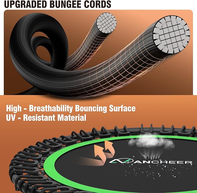 Bungee Rebounder Trampoline,ANCHEER 40" Foldable Fitness Trampoline with 4-Level Adjustable