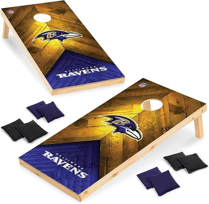 NFL Football 2' x 4' Regulation Size Solid Wood Cornhole Set with Direct Print HD Team Graphics