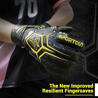 Sportout Goalie Gloves, Goalkeeper Gloves with Finger Protection, Breathable Soccer Goalie Gloves