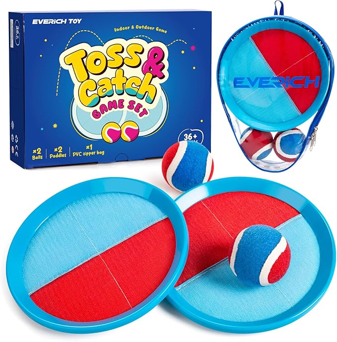 EVERICH Upgraded Toss and Catch Ball Game Set - Indoor and Outdoor Games for Kids 3-12, Beach Sand