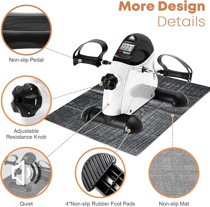 Mini Exercise Bike, AGM Under Desk Bike Pedal Exerciser Foot Cycle Arm & Leg Pedal Exerciser with