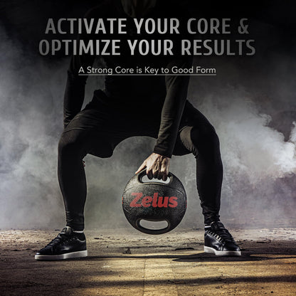 ZELUS Medicine Ball with Dual Grip| 10/20 lbs Exercise Ball |Weight Ball with