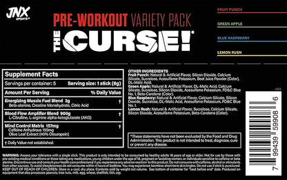 JNX SPORTS The Curse! Pre Workout Powder for Men & Women, Caffeine, Beta-Alanine, Creatine
