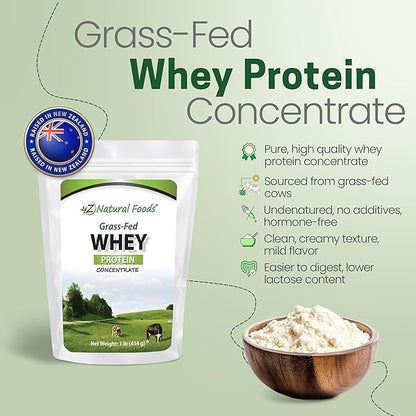 Z Natural Foods Grass-Fed Whey Protein Concentrate - Clean Whey Protein Powder from New Zealand