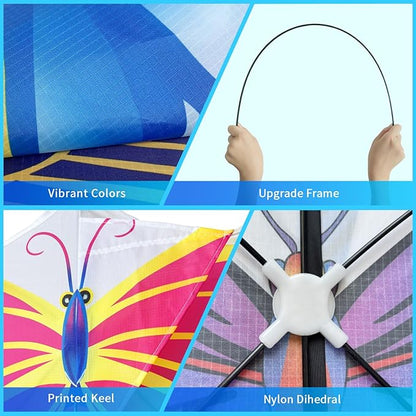 Xida Butterfly Kite for Kids & Adults, Easy to Fly, Ages 4-8, Large Kite with 300ft Handle, Perfect
