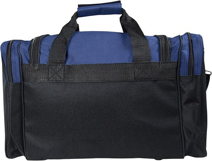 DALIX 17" Duffle Bag Dual Front Mesh Pockets (Black Gold Gray Dark Green Navy Blue Maroon Royal