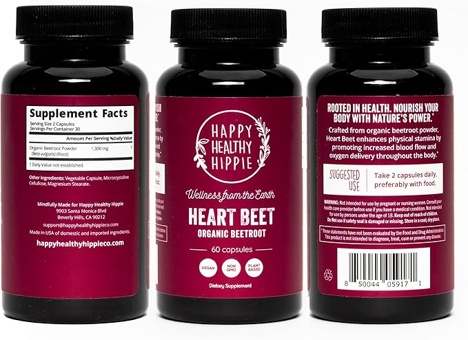 Organic Beet Root Capsules [1,300mg Superfood] ??Blood Pressure Support, Nitric Oxide Supplements