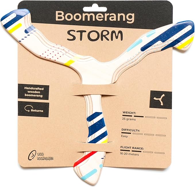 Wooden Boomerang Storm v2 | Handcrafted Returning Boomerang | Easy-to-Throw Design for Beginners |