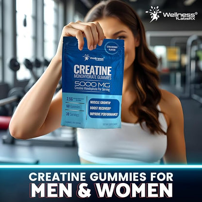 Creatine Gummies 5000mg, 30 Servings Creatine Monohydrate Gummies - Third-Party Tested Creatine for