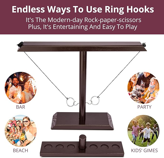 DreamToyz Ring Toss Games for Adults, Yard Games, Patio Decor, Outdoor Indoor Games, Wooden Hook