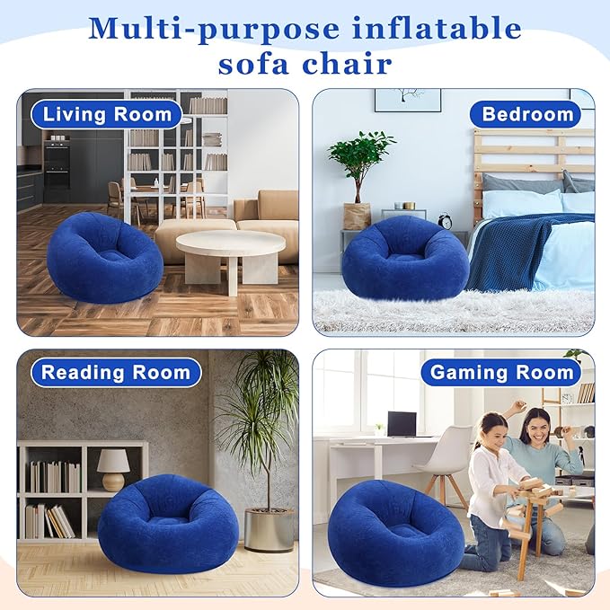 Realspring 6 Pcs Bean Bag Chairs for Adults Inflatable Chairs with Electric Air Pump,Blow up Couch