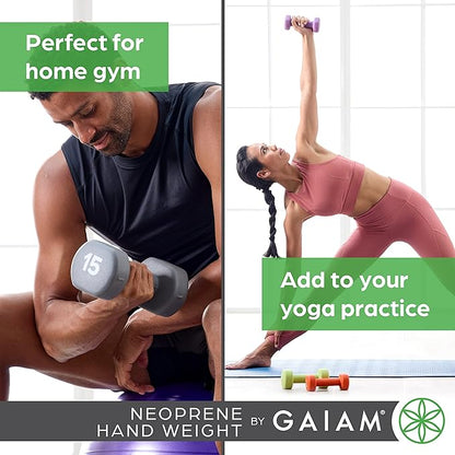 Gaiam Dumbbell Hand Weight (Sold in Singles) - Neoprene Coated Exercise & Fitness Dumbbell for Home