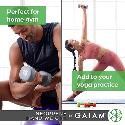 Gaiam Dumbbell Hand Weight (Sold in Singles) - Neoprene Coated Exercise & Fitness Dumbbell for Home