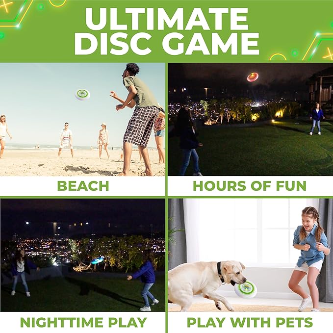 Toysery Light Up Flying Disc - LED Frisbee, Glow in The Dark, Easy to Use, Ideal Camping Game, Fun