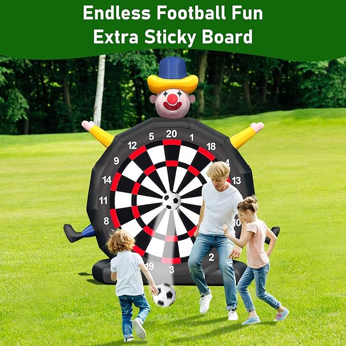 14ft Giant Inflatable Soccer Dart Board with 8 Golf Balls & 2 Soccer Balls Kickball Dartboard