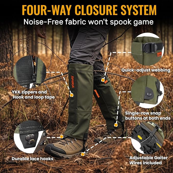 SPIKA Strike Snake Gaiters, Waterproof Snake Chaps for Hunting, Adjustable and Snake Resistent Leg