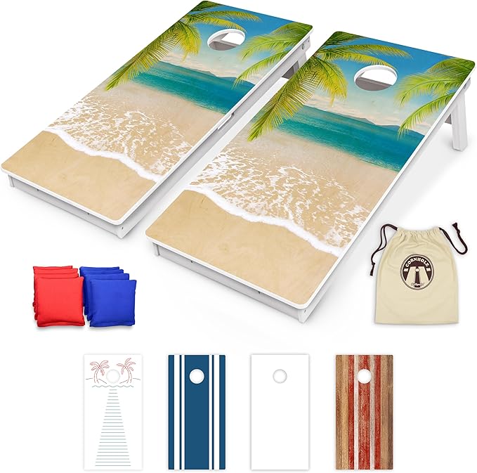 GoSports 4 x 2 ft Resort Collection All Weather Cornhole Boards - Choose Rustic, Beach, White DIY