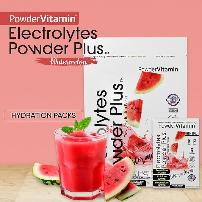 Electrolytes Powder Plus, Keto, Watermelon, Sugar Free, 1000mg Potassium, 120mg Calcium, 120mg