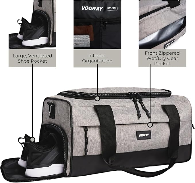 Vooray 22L Boost Duffle Bag – Small Gym Bag for Men and Women, Lightweight Travel Duffel with Shoe