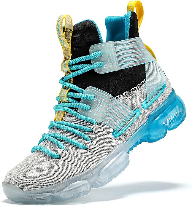 VITUOFLY Kids Basketball Shoes Boys Air Cushion Sneakers Girls Mid Top School Hoops Shoes Non-Slip