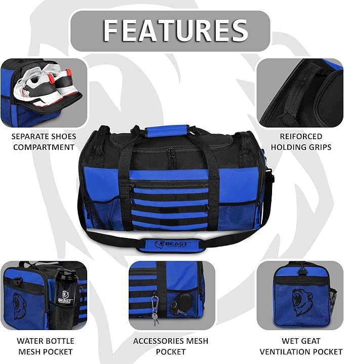 Duffle Gym Bag for Men & Women – Large Duffel Athletic Gym Boxing Bag with Shoes Compartment, Wet