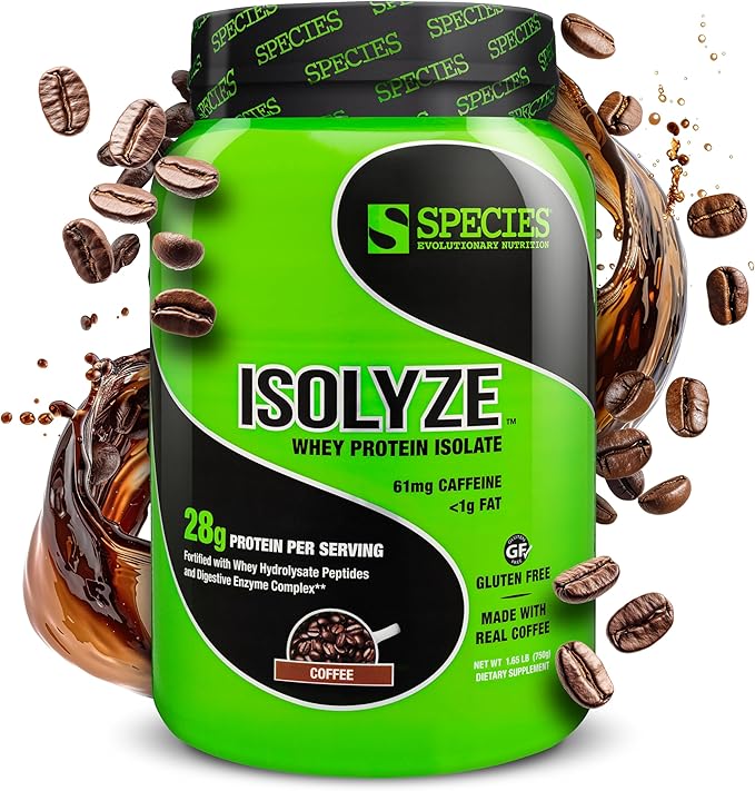 Species Nutrition Isolyze Whey Protein Powder, 100% Whey Isolate for Muscle Building, 27.5g Protein