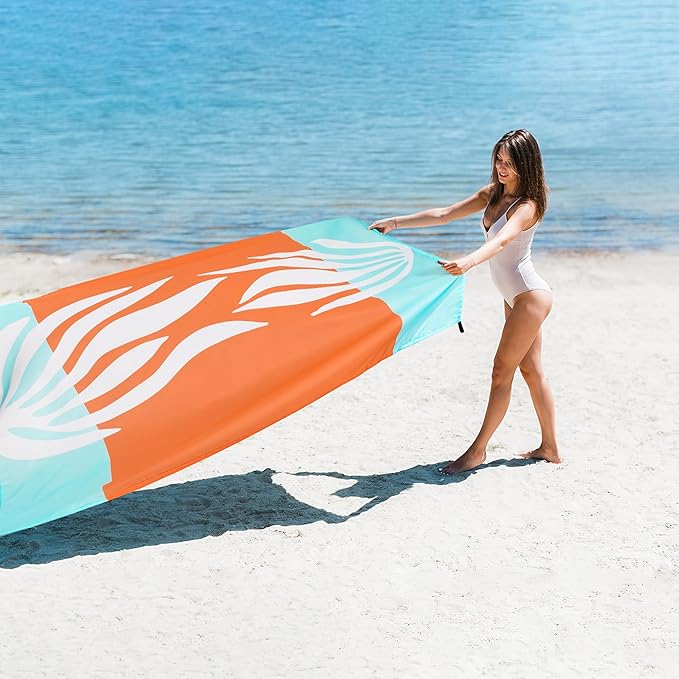 Beach Blanket Waterproof Sandproof, 78”x 86” Outdoor Beach Mat for 1-4 Adults, Quick Drying