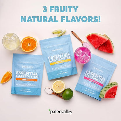 Paleovalley Essential Electrolytes Powder - Full Spectrum Lemon Lime Electrolyte Powder for