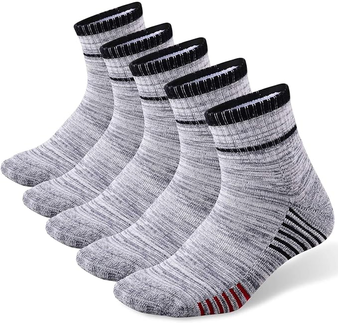 FEIDEER Men's Walking Hiking Socks, Wicking Cushion Quarter Crew Socks for Mens Outdoor Sports