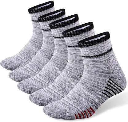 FEIDEER Men's Walking Hiking Socks, Wicking Cushion Quarter Crew Socks for Mens Outdoor Sports