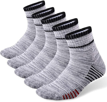 FEIDEER Men's Walking Hiking Socks, Wicking Cushion Quarter Crew Socks for Mens Outdoor Sports