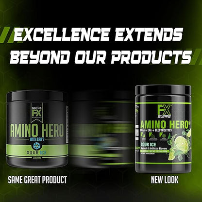 FXSUPPS Amino Hero Sour Ice Flavor (25 Servings) | Post-Workout Recovery Drink for Men and Women |