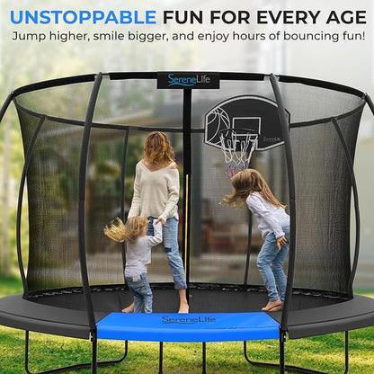 Serenelife 12FT 10FT 8FT Recreational Trampolines with Enclosure Net and Ladder and Anti-Rust
