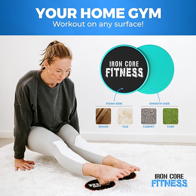 Core Sliders for Working Out, Dual Sided Exercise Gliding Discs for Use on All Surfaces, Ultimate