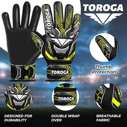 Goalkeeper Gloves for Kids & Youth – Soccer Goalie Gloves, Strong Latex Grip, Double Wrist Support
