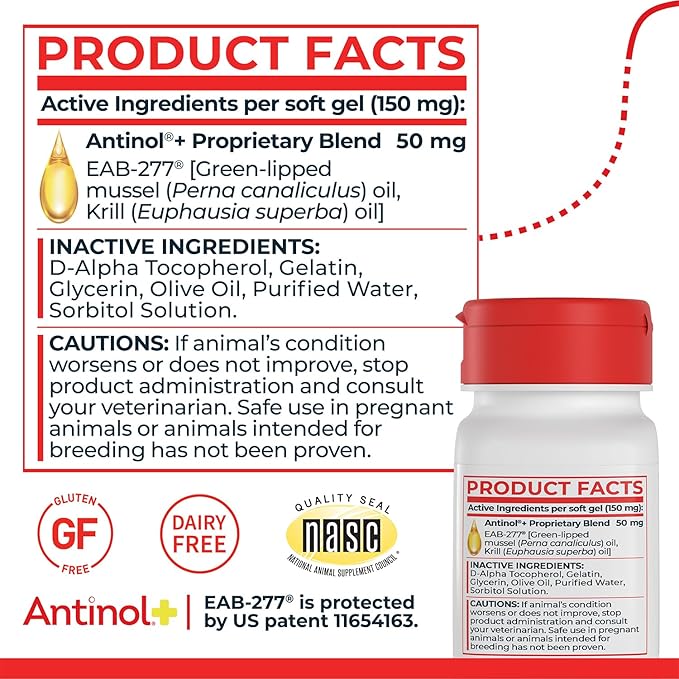 Plus, Mobility, Hip, and Joint Supplement for Dogs, Green-Lipped Mussels and Krill Oil - Dog Joint